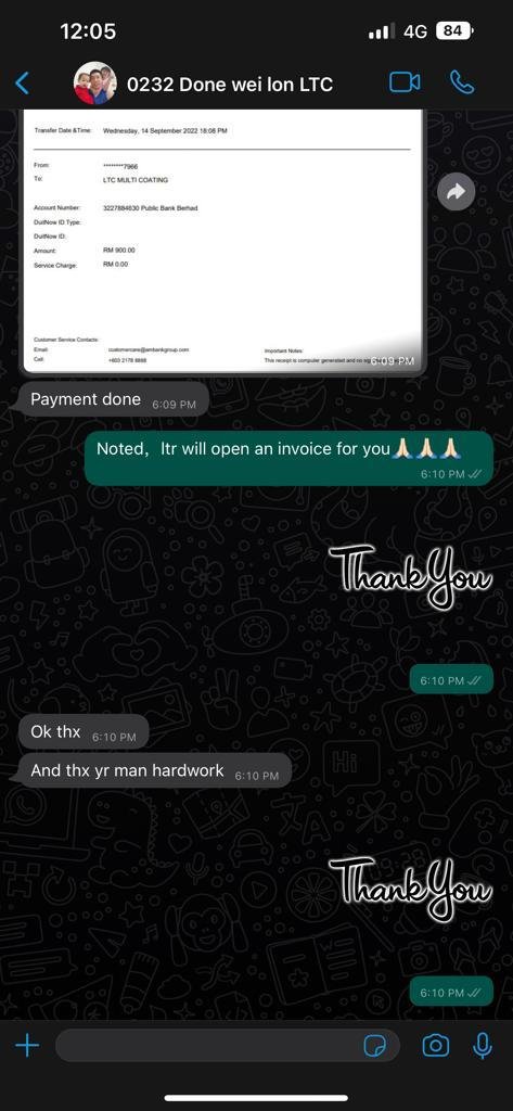 Customer feedback: no hacking renovation needed coating Penang